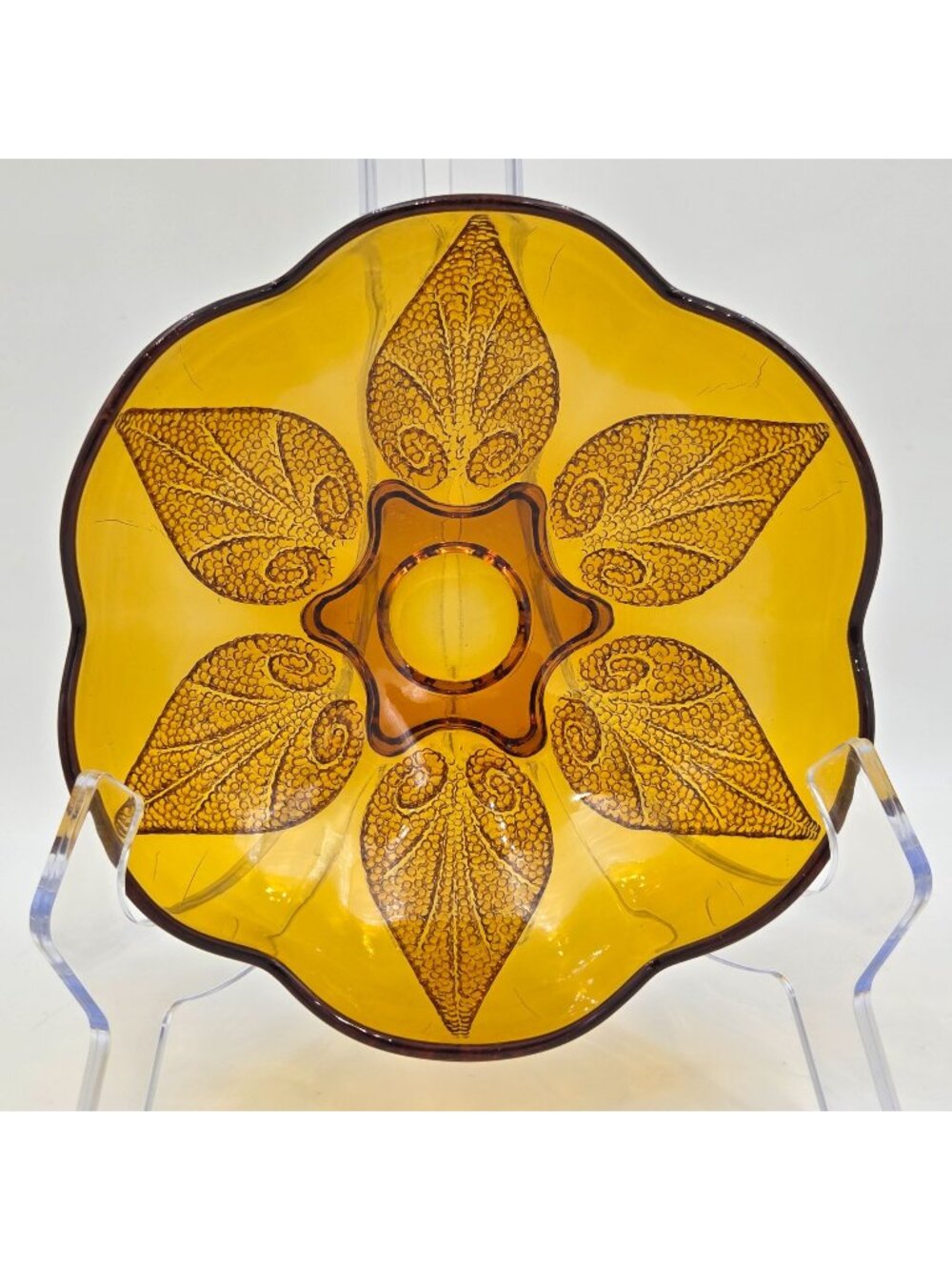 Anchor Hocking Renaissance Club Design Desert Gold Glass Bowl 1961-62 7 Inch - Picture 1 of 3
